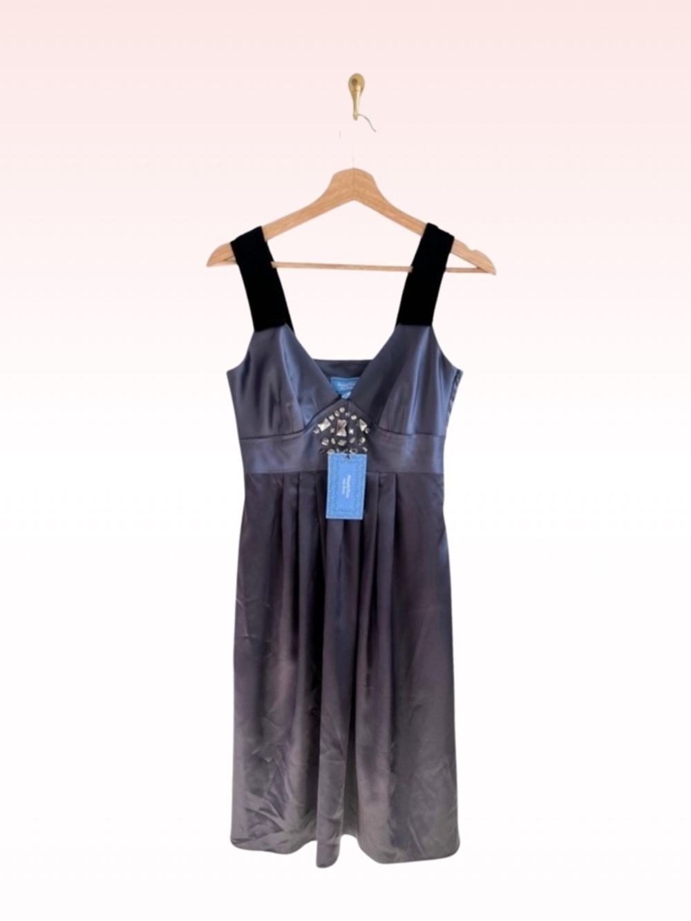 Nwt SIMPLY VERA VERA WANG Gray Blue Satin Dress (Sz 2)
